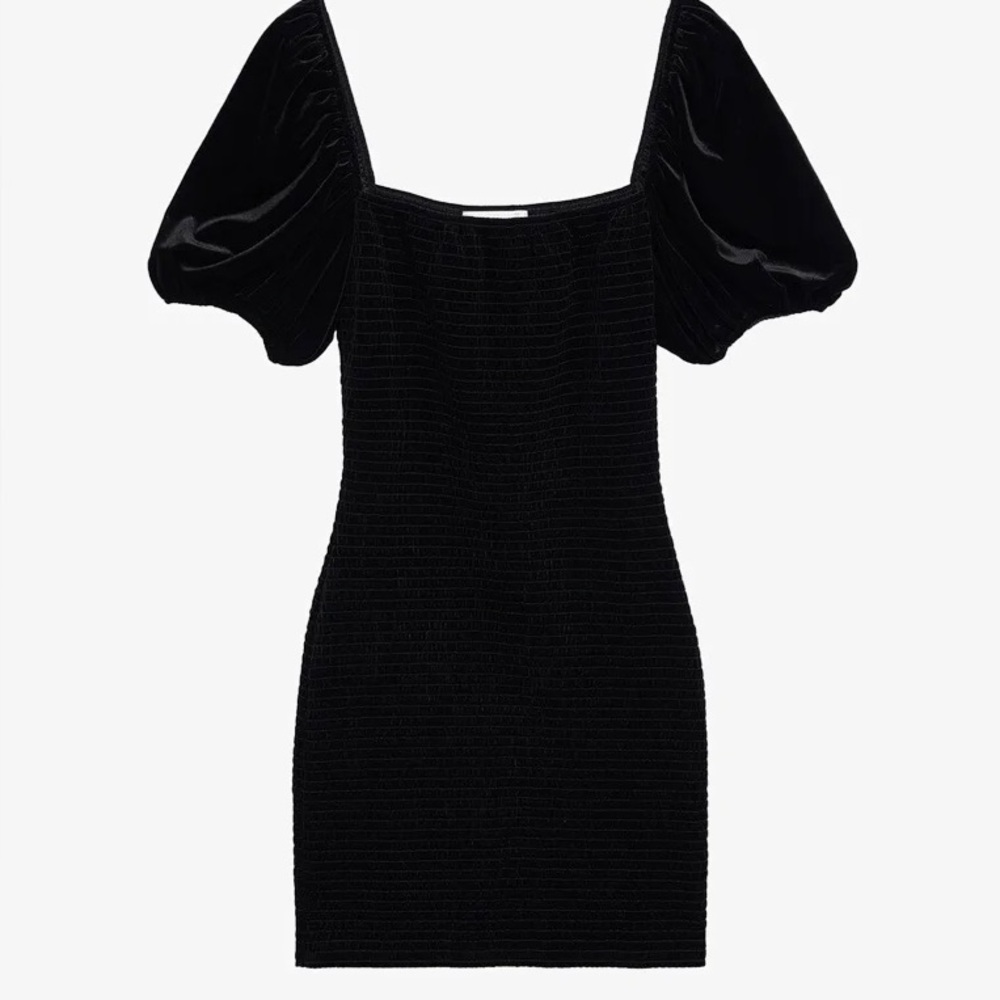Mango Black Puff Sleeve Mini Dress